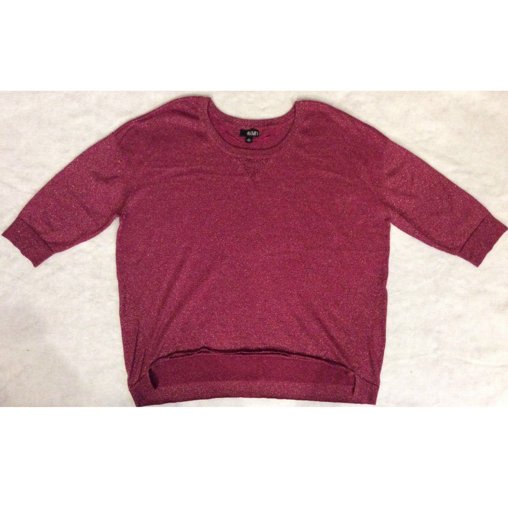ANA Womens Sweater Sz 2X Pink Sparkly Knit Short